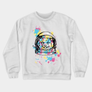 Paint Spatter Space Kitty Crewneck Sweatshirt